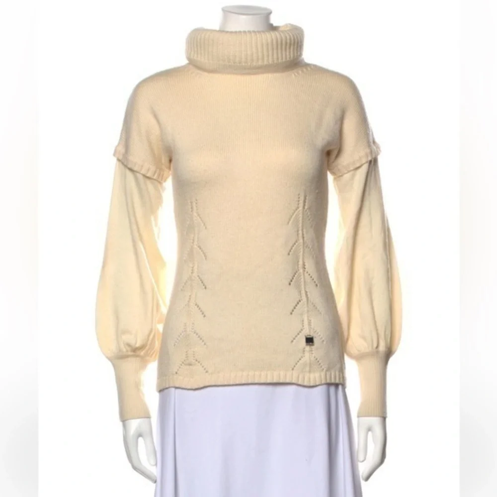 Karen Millen Wool Blend Balloon Sleeve Turtleneck Sweater